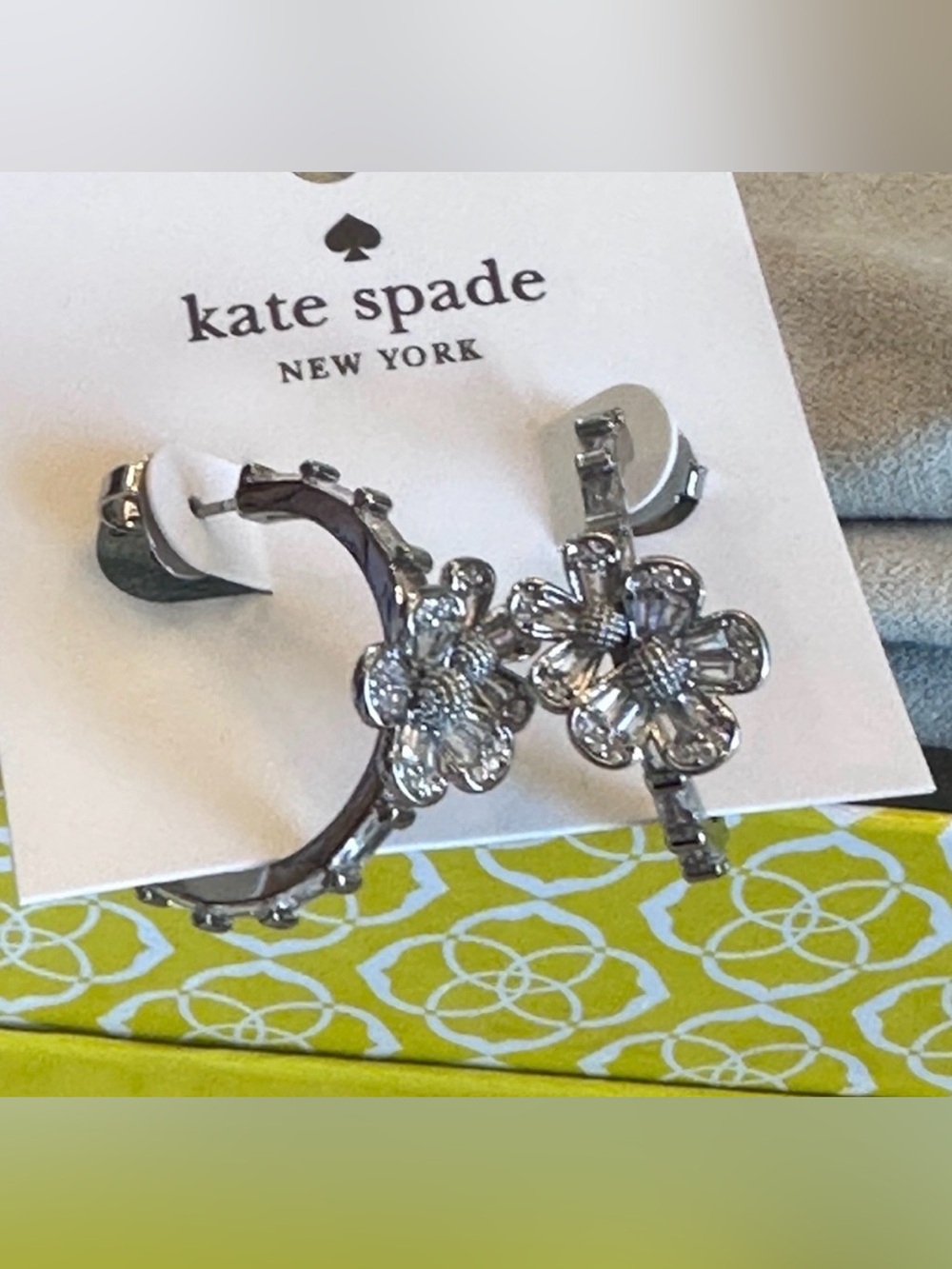 Kate Spade Silver Fleurette Flower Earrings NEW